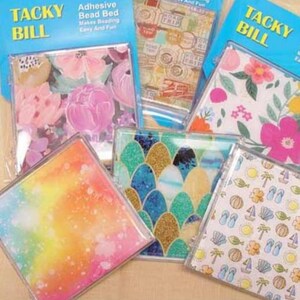 Tacky Bill, Adhesive Bead Bed, Bead Keeper, Acrylic Bead Case, Two-sided Snap Close Case, Assorted Styles, Beading Tray Accessory, Yarn Tree