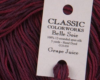 Belle Soie, Grape Juice, Classic Colorworks, 5 YARD Skein, Hand Dyed Silk, Embroidery Silk, Counted Cross Stitch, Hand Embroidery Thread