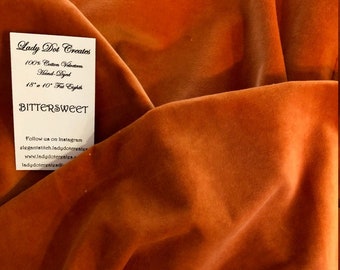 Velveteen, Bittersweet, Orange Velveteen, Hand Dyed Velveteen, Cotton Velveteen, Finishing Fabric, Velveteen Fabric, Lady Dot Creates