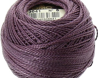 DMC Perle Cotton, Size 8, DMC 3041, Medium Antique Violet, Pearl Cotton Ball, Embroidery Thread, Punch Needle, Embroidery, Penny Rugs