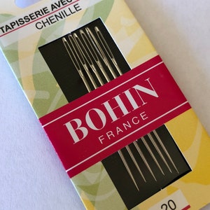 Embroidery Needles, Chenille Needles, Bohin, #20 Chenille Needles, Crewel Embroidery, Hand Stitchery, Heirloom Embroidery, Fine Point Needle