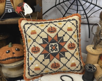 Counted Cross Stitch, Halloween Quilt, Fall Decor, Pumpkins, Quilt Stars, Lindsey Weight, Primrose Cottage Stitches