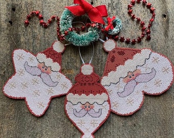 Counted Cross Stitch Pattern, Santa Ornaments, Santa Kringle, Starshine Santa, Heartful Santa, Christmas Decor, Luhu Stitches, PATTERN ONLY