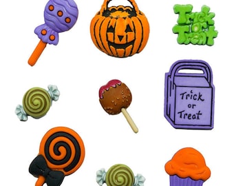 Trick or Treat, Pumpkin, Halloween Buttons, Purple Buttons, Orange Buttons, Shank Buttons, Button Embellishment, Buttons Galore & More, 4541