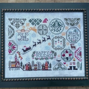 Counted Cross Stitch, Holiday Quaker, Holiday Decor, Christmas Decor, Santa, Reindeer, Angel, Snowmen, Mittens, Lila&#39;s Studio,  PATTERN ONLY