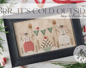 Counted Cross Stitch Pattern, Brr...It's Cold Outside, Snowman, Snow Folk, Snowballs, Candy Canes, Brenda Gervais, PATTERN ONLY