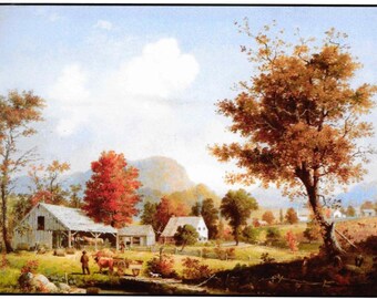 Counted Cross Stitch, Autumn Cider Pressing, Landscape, Farmhouse Decor, Architecture, George Henry Durrie, Scarlet Quince, PATTERN ONLY