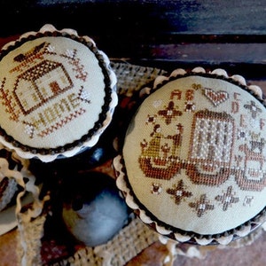 Counted Cross Stitch Pattern, Two Homes, Primitive Decor, Country Decor, Americana, Home Decor, Primitive Decor, Teresa Kogut, PATTERN ONLY