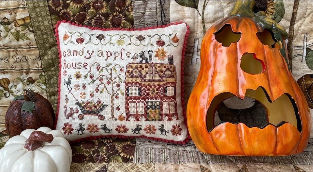 Counted Cross Stitch Pattern, Candy Apple House, Houses on Pumpkin Lane ...