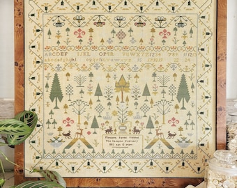 Counted Cross Stitch Pattern, Forest Sampler, Reproduction Sampler, Motifs, Hello From Liz Mathews, PATTERN ONLY