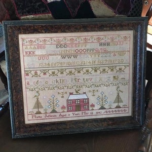 Counted Cross Stitch Pattern, Martha Jefferson 1842 Sampler, Cross Stitch Sampler, Saltbox House, Reproduction, Chessie and Me, PATTERN ONLY