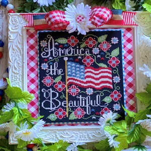 Counted Cross Stitch Pattern, America the Beautiful, Americana, Patriotic, American Flag, Stitching Housewives, PATTERN ONLY