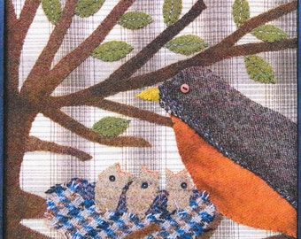 Wool Applique Pattern, Spring's Arrival, Robin's Nest, Spring Decor, Primitive Decor, Timeless Traditions, Norma Whaley, PATTERN ONLY