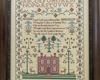 Counted Cross Stitch Pattern, Mary Frances Stidstone 1843, Reproduction Sampler, Religious, Motifs, Victorian Rose Needlearts, PATTERN ONLY