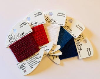 Glisten, Sparkling Wool Braid, Celebration, Needlepoint, Cross Stitch, Wool Braid Thread Pack, Merino Wool, Metallized, Rainbow Gallery