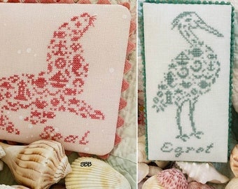 Counted Cross Stitch Pattern, Seaside Series VIII, Egret and Seal, Ocean Life, Sweet Nothings, Bowl Fillers, JBW Designs, PATTERN Only