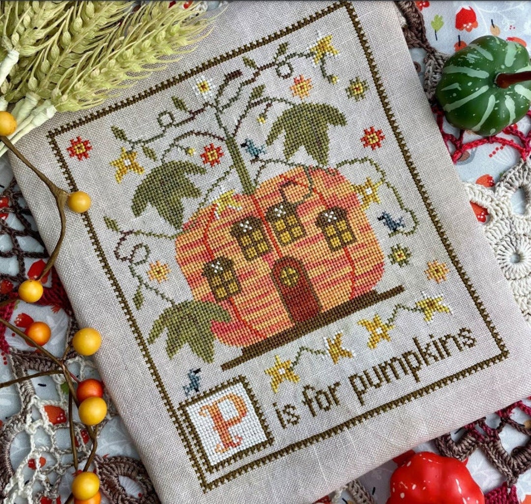Counted Cross Stitch Pattern, P is for Pumpkin, Autumn Decor, Pumpkin ...
