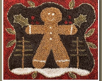Punch Needle Pattern, The Gingerbread Man, Christmas Decor, Holiday, Gingerbread, Country Decor, Little House Needleworks, PATTERN ONLY