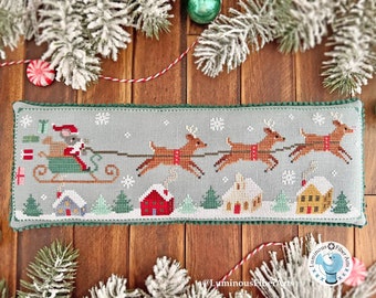 Counted Cross Stitch Pattern, Happy Christmas!, Mousecapades Series 7, Christmas Decor, Santa, Luminous Fiber Arts, PATTERN ONLY