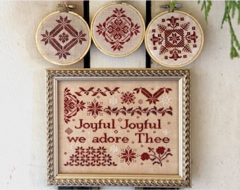 Counted Cross Stitch Pattern, Joyful Joyful, Christmas Decor, Christmas Hymn, Beth Twist, Heartstring Samplery, PATTERN ONLY