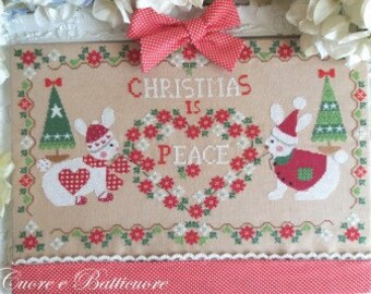Counted Cross Stitch Pattern, Advent in the Farm Series, Christmas Decor, Poinsettia Motifs, Trees, Hearts, Cuore e Batticuore, PATTERN ONLY