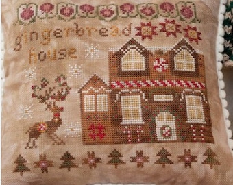 Counted Cross Stitch Pattern, Gingerbread House, Cross Stitch Pillow, Ornament, Bowl Filler, Pansy Patch Quilts and Stitchery, PATTERN ONLY