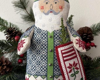 Counted Cross Stitch Pattern, Coverlet Claus, 3D Design, Santa Claus, Christmas Decor, The Needle's Notion, PATTERN ONLY