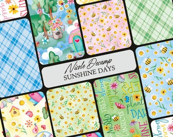 Quilt Fabric, Sunshine Days, Quilters Cotton, Sewing Fabrics, Cottage Chic, Layer Cake, Charm Pack, Shabby Cottage, Nicole deCamp, Benartex