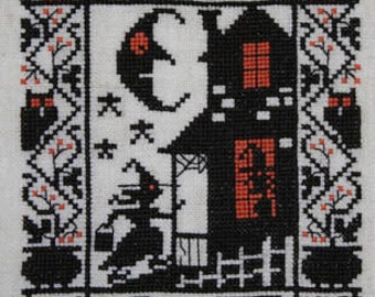 Counted Cross Stitch, Knock! Knock!, Cross Stitch Patterns, Halloween, Halloween Decor, Haunted House, The Prairie Schooler,  PATTERN ONLY