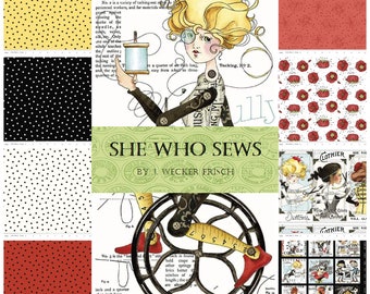 Quilt Fabric, She Who Sews, Sewing Fabric, Vintage Themed Fabric, Vintage Sewing Theme, Quilters Cotton, J Wecker Frisch, Riley Blake Fabric