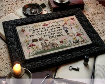 Counted Cross Stitch Pattern, Really Friends, Jane Austin, Flower Motifs, Castle, Heartstring Samplery, PATTERN ONLY