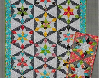 Quilt Pattern, Seville, Pieced Quilt, Star Quilt, Table Runner, Bed Quilt, Hexagon Quilt, Heather Peterson, PATTERN ONLY