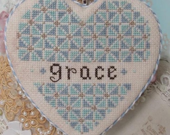 Counted Cross Stitch Pattern, Grace Quilted Heart, Inspirational, Spring, Series, Carolyn Robbins, KiraLyn's Needlearts, PATTERN ONLY