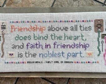 Counted Cross Stitch, The Noblest Part, Stitching Threads, Friendship, Verse Sampler, Needles, Sweet Wing Studio, PATTERN ONLY