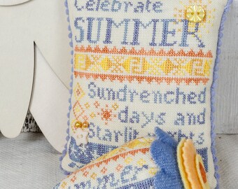 Cross Stitch Pattern, Celebrate Summer, Pincushion, Berry, Pin Pillow, Strawberry Pin Cushion, Bowl Filler,  Erica Michaels, PATTERN ONLY
