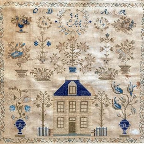 Counted Cross Stitch Pattern, GH 1857, Reproduction Sampler, Antique Dutch Motifs, Simone de Jong-van Wissen, Atelier Soedidee, PATTERN ONLY