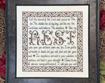 Counted Cross Stitch Pattern, Building Block Rest, Inspirational, Scriptural Sampler, My Big Toe Designs, PATTERN ONLY