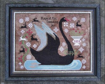 Counted Cross Stitch Pattern, Repeat the Sounding Joy, Black Swan, Reindeer, Christmas Hymn, Inspirational, Kathy Barrick, PATTERN ONLY