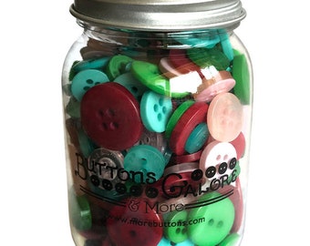 Retro Christmas, Mason Jar, Sewing Buttons, 2 Hole Buttons, 4 Hole Buttons, Craft Buttons, Button Embellishment, Buttons Galore & More