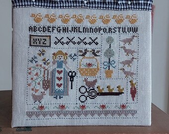 Counted Cross Stitch Pattern Kit, Embroidery Easter, Spring Decor, Sewing Basket, Tulips, 32ct Old England Linen, Nikyscreations, KIT ONLY