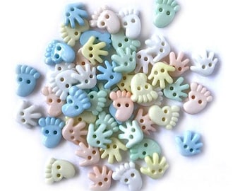 Hands and Feet, Tiny Buttons Collections, Baby Decor, Two Hole Buttons, Craft Decor, Sewing Embellishments, #1824, Buttons Galore & More