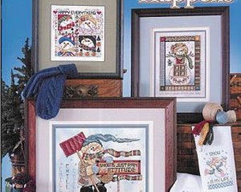 Counted Cross Stitch Pattern, Snow Happens, Winter Decor, Pillow Ornaments, Bowl Fillers, Snowman Samplers, Stoney Creek, PATTERN ONLY