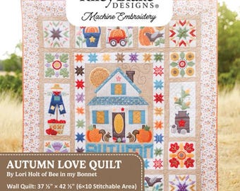 Machine Embroidery, Autumn Love, In the Hoop Embroidery, USB Machine Embroidery, Lori Holt, Riley Blake