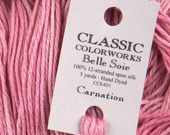 Belle Soie, Carnation, Classic Colorworks, 5 YARD Skein, Hand Dyed Silk, Embroidery Silk, Counted Cross Stitch, Hand Embroidery Thread