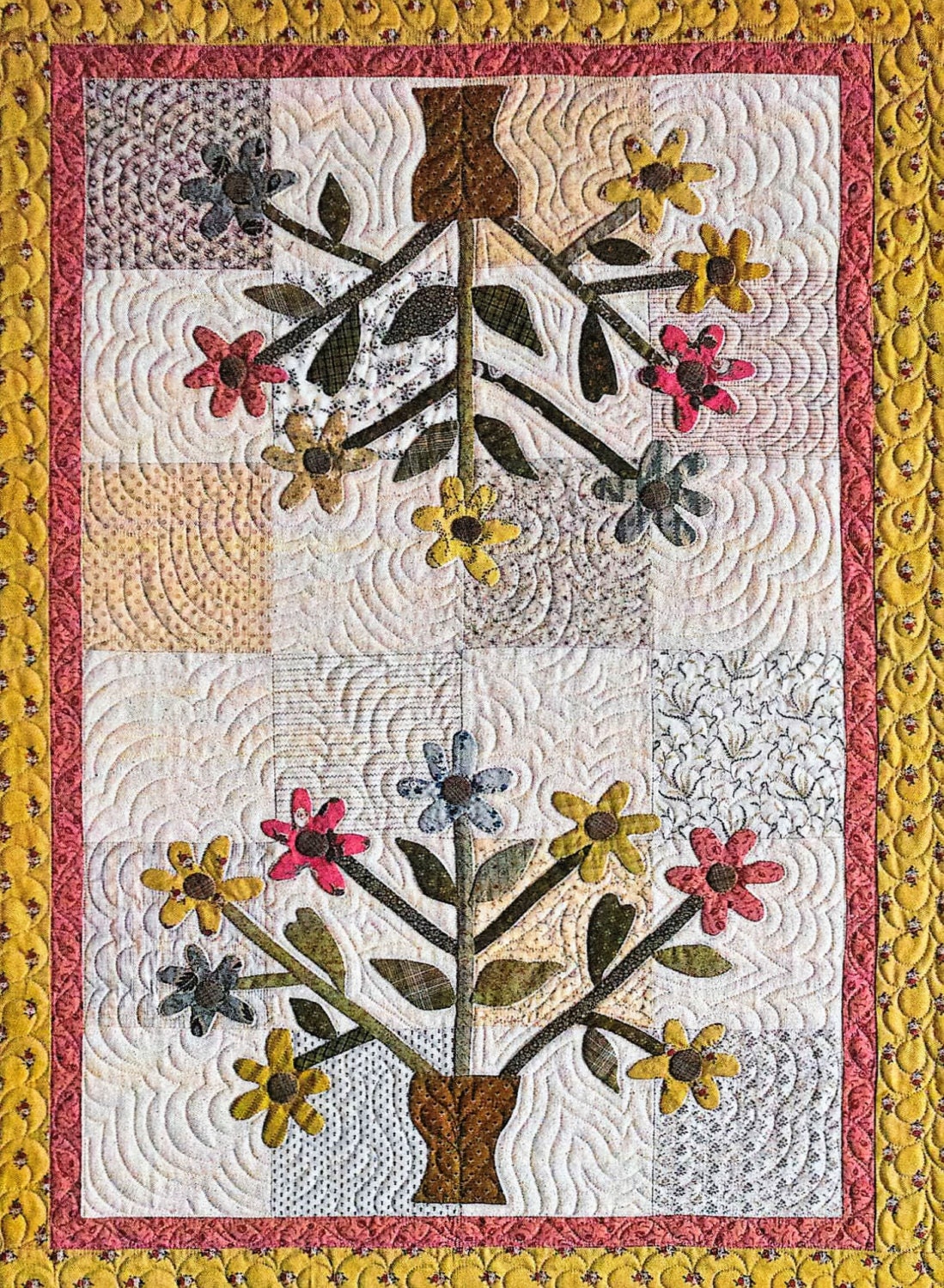 Quilt Pattern, Prairie Bouquet, Pieced and Appliqued Quilted Wall