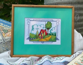 Counted Cross Stitch Pattern, Over the Hill, Storybook Cottage, Cottage Chic, Summer Decor, Cottage Scene, Luhu Stitches, PATTERN ONLY