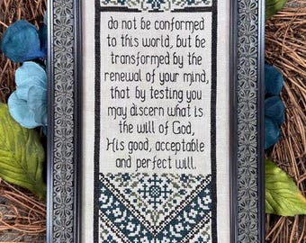 Counted Cross Stitch Pattern, Do Not Be Conformed, Inspirational, Religious, Scriptural Sampler, My Big Toe Designs, PATTERN ONLY