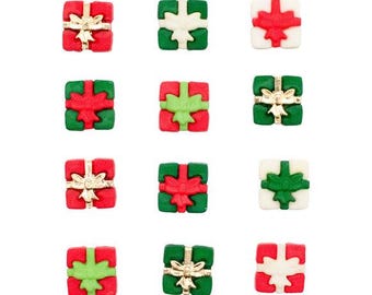 Santa's Gifts, Christmas Collection, Gift Wrapped Presents, Shank Buttons, Craft and Sewing Embellishments, #4838, Buttons Galore & More