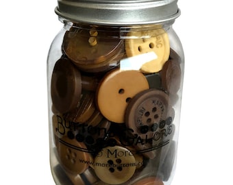 Warm Cocoa, Mason Jar, Sewing Buttons, 2 Hole Buttons, 4 Hole Buttons, Craft Buttons, Button Embellishment, Notions, Buttons Galore & More