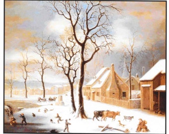 Counted Cross Stitch, Village in Winter, Cross Stitch Patterns,  Primitive Decor, Rustic Decor, Scarlet Quince, Robert Street, PATTERN ONLY